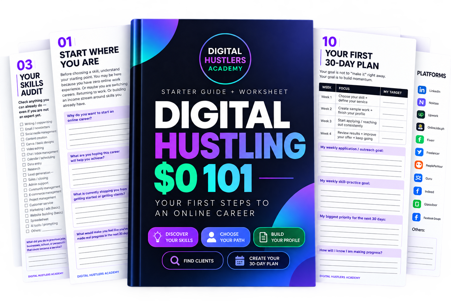 Digital Hustling 101 — Starter Guide + Worksheet mockup